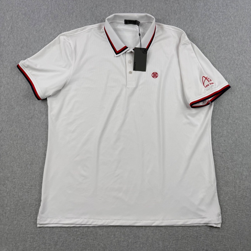 G/FORE Shirt Mens 2XL White Tux Polo ARIA Las Vegas Short Sleeve Golf NWT